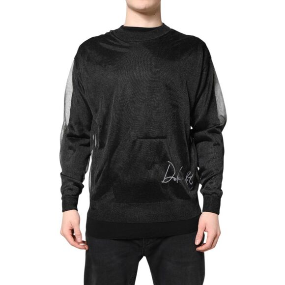 Dolce & Gabbana Black Logo Knitted Crewneck Pullover Men's Sweater (Pre-Owned)